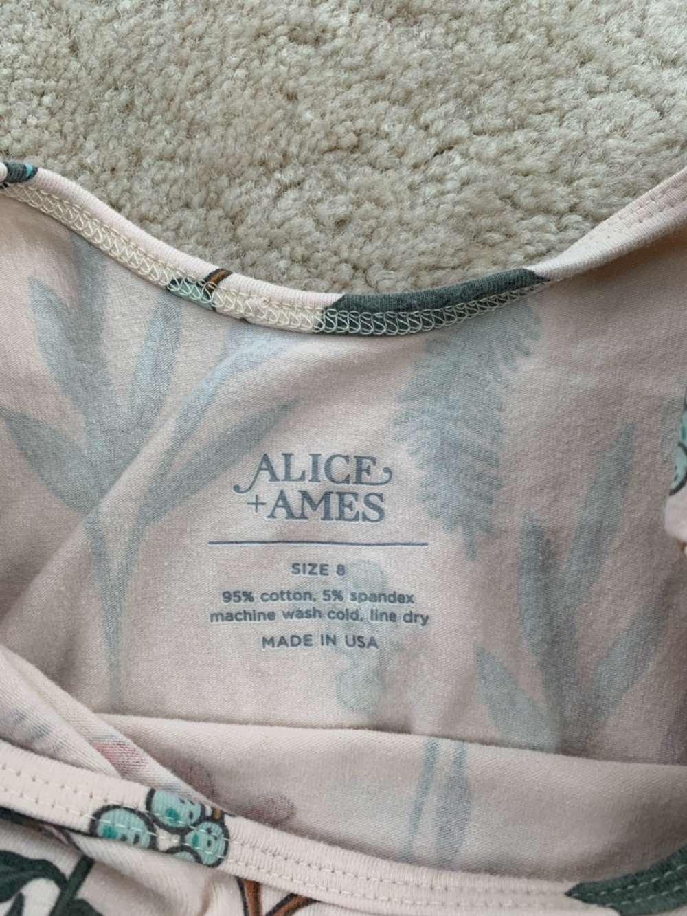 Alice + Ames Size 8 The Short Sleeve Ballet Twirl Dress in Herbal Study Plants - Picture 3 of 5